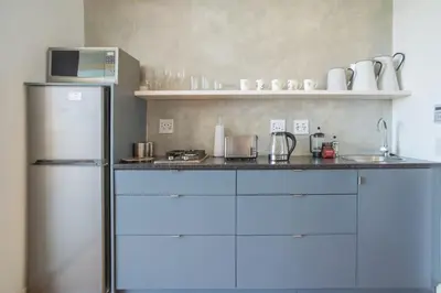 a kitchen with a refrigerator and a microwave at 29 Earlibelle in Stellenbosch