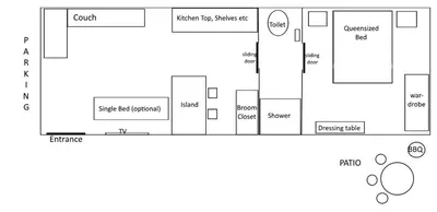 a schematic diagram of a kitchen topology at Feet Up Cottage in Somerset West
