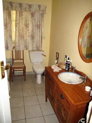 a bathroom with a sink and a toilet and a mirror at High Hopes in Greyton