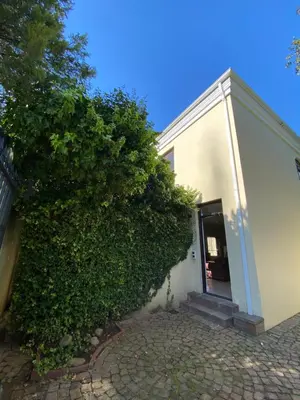 a large green bush next to a white building at @Leisure Guest Suite in Stellenbosch