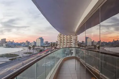 a view of a city from the top of a building at Ocean View 201A in Strand