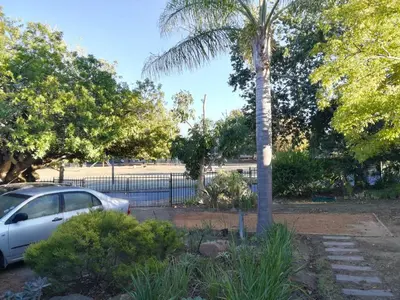 a car parked in a parking lot next to a palm tree at Guinea Vine in Stellenbosch