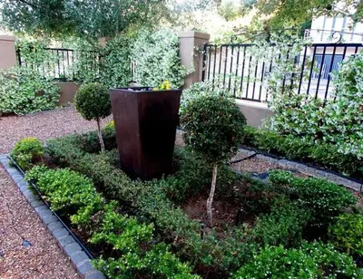 a garden with a wooden stump in the middle at Petite Apartment in Bellville