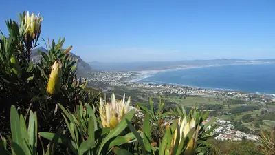 a view of a city and the ocean from a mountain at Somerset Sights B&B in Somerset West