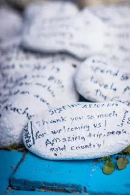 a group of rocks with writing on them at Gaia Hydro-Spa and Guest House in Cape Town