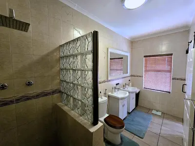 a bathroom with a toilet and a sink at Walters Lane Luxury Accommodation main house - No loadshedding in Cape Town