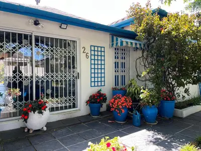 a bunch of potted plants in front of a house at Canberra on Greenwood in Cape Town