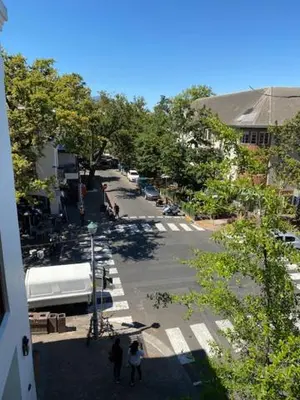 an overhead view of a city street with a van at Lemon Rind - 205 Oude Hoek in Stellenbosch