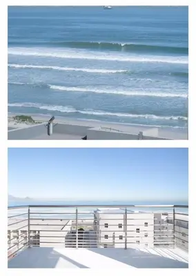 two pictures of the ocean and a beach at Designer Flat with scenic views in Cape Town