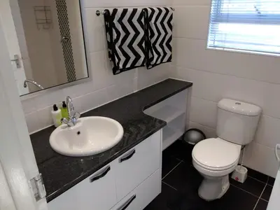 a bathroom with a sink and a toilet at Birds Holiday Accommodation 2 in Cape Town