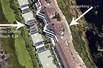 a map of a parking lot at a car park at Dolphin Beach Villa E24 direct access to the beach in Cape Town