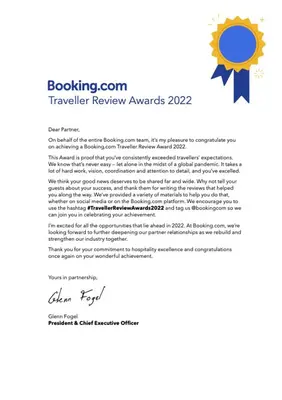a rejection letter for a travel reviewer review awards at Olive Cottage in Hermanus