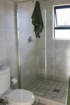 a bathroom with a shower with a toilet at The Jade Somerset West in Cape Town