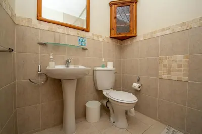 a bathroom with a toilet and a sink at Villa Garda B&B in Cape Town