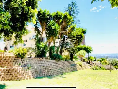 a retaining wall with palm trees in front of a building at Hotel Vibes Cape Town Plattekloof in Cape Town