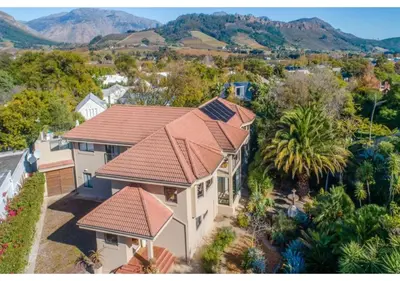 an aerial view of a house with a roof at Florin’s Crest 3 Bedroom Villa, Franschhoek in Franschhoek