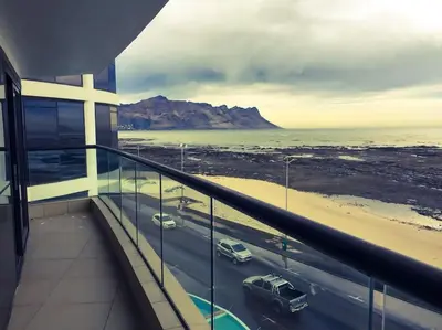 a view of a highway from a building with cars at Beautiful Ocean View Apartment in Cape Town