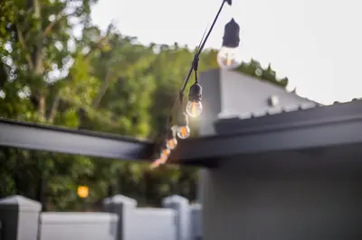a string of lights hanging from a roof at Vygeboom Villa/ Durbanville in Cape Town