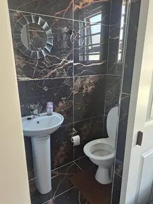 a bathroom with a sink and a toilet at Olivia's guest house in Cape Town