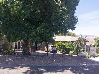 a car parked in front of a house with a tree at THE TREE HOUSE in Grabouw