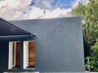 a black and white house with white windows at Paarl Views in Paarl